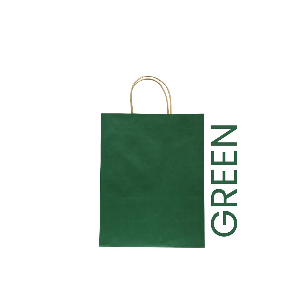 Green Paper Bag 26X12X33CM Twisted Handle