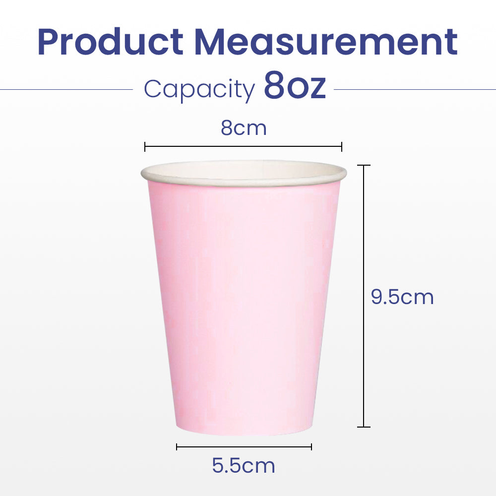 Single Wall Paper Cup Pink 8 Oz Without Lid