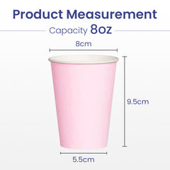 Single Wall Paper Cup Pink 8 Oz Without Lid