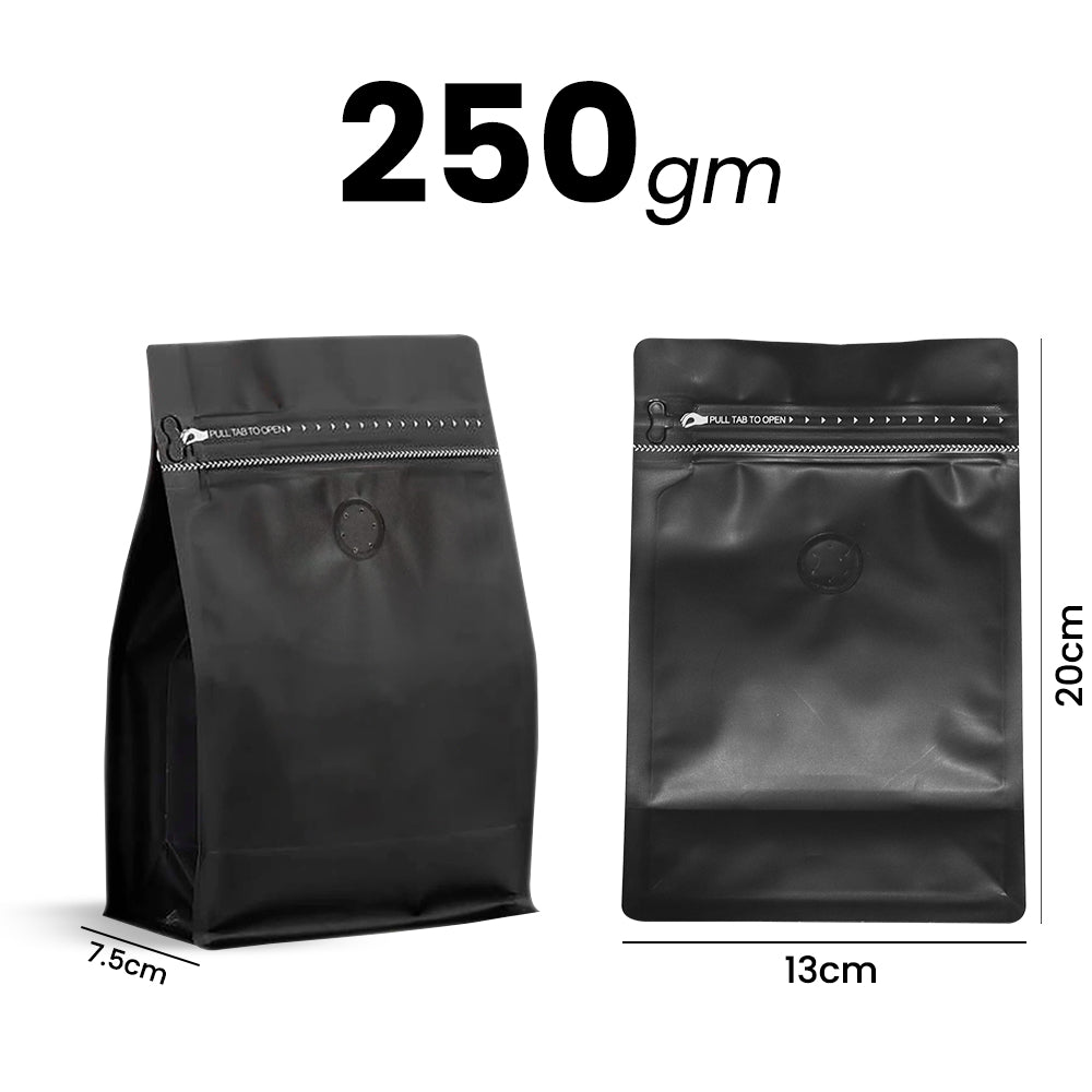 Black Coffee Pouch With Valve 50 Pieces