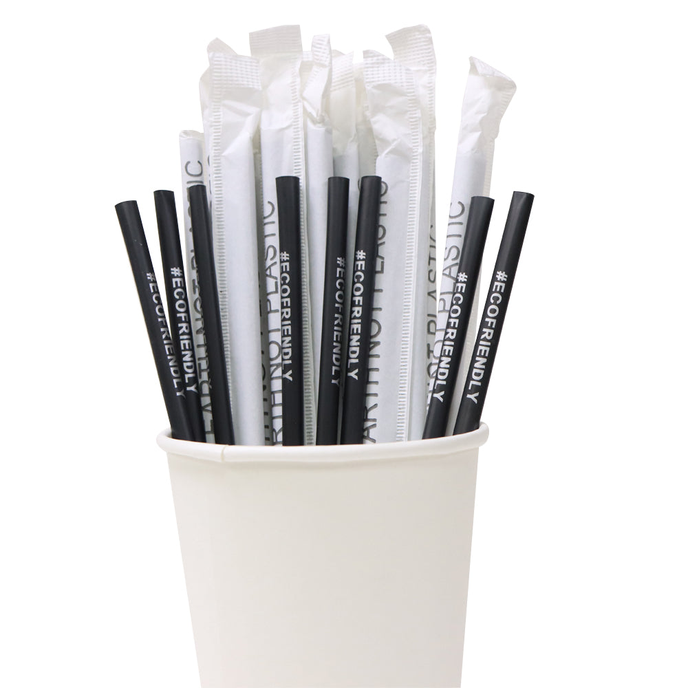 Eco Friendly Biodegradable Straw 6MM Black 100 Pieces