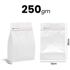 White Coffee Pouch With Valve 50 Pieces