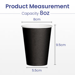 Single Wall Paper Cup Black 8oz Without Lid