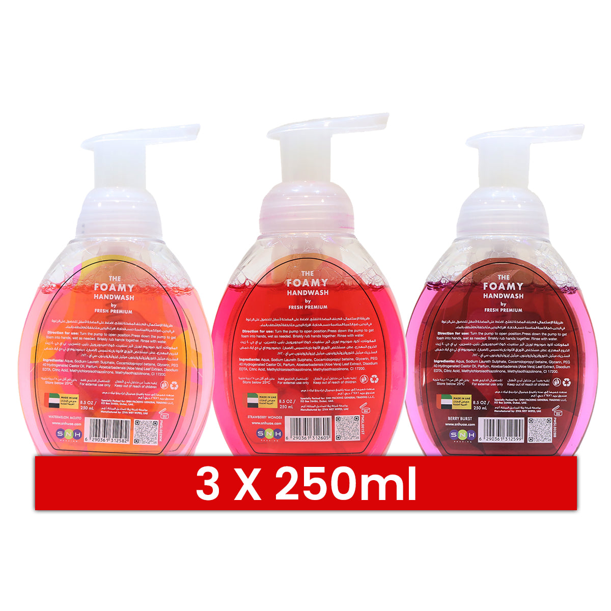 Hand Wash Liquid 250ML With Foaming Pump 3 in 1 Pack