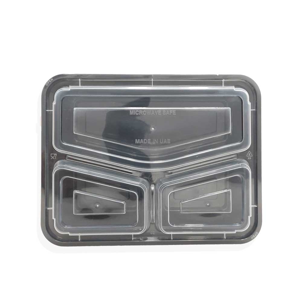 Microwave Container With Lid 3 Compartment 1X150 Pieces