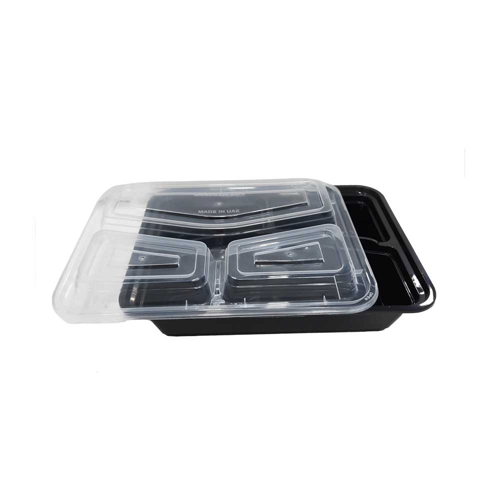 Microwave Container With Lid 3 Compartment 1X150 Pieces