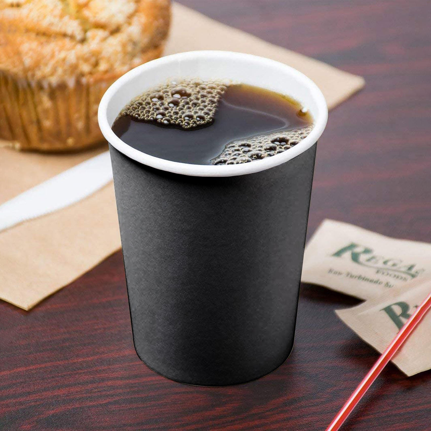 Single Wall Paper Cup Black 8oz Without Lid