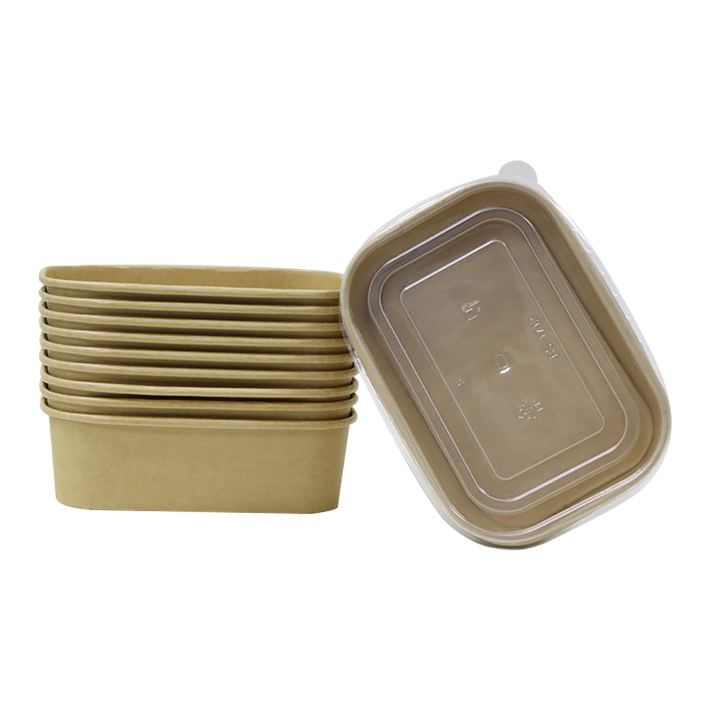 Kraft Paper Container 650ML PP Lid 1X300 Pieces