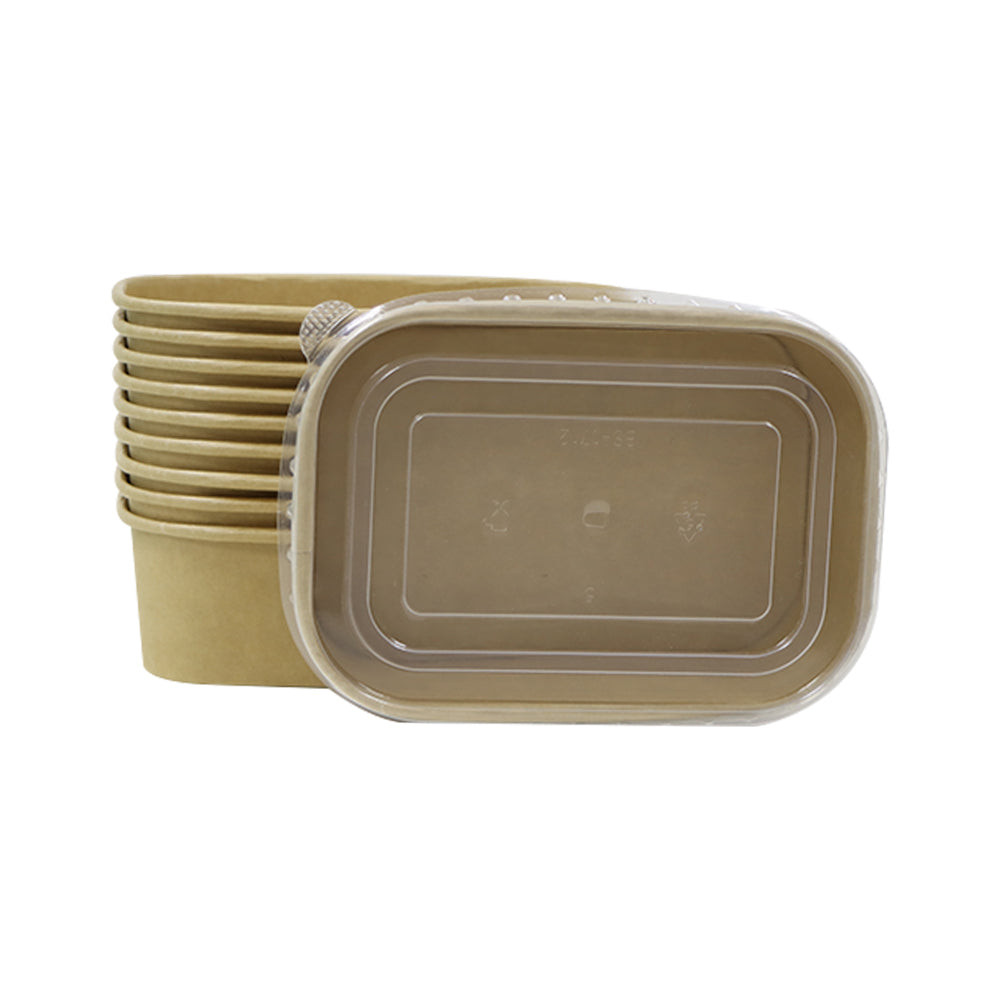 Kraft Paper Container 650ML PP Lid 1X300 Pieces