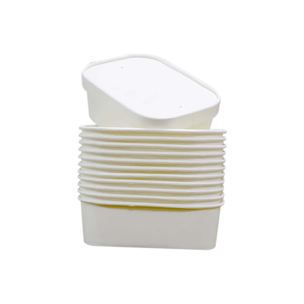 White Paper Container 650ML With Paper Lid 300 Pieces