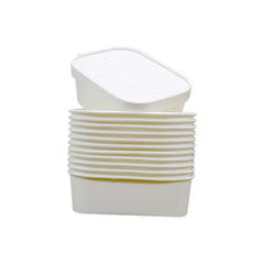 White Paper Container 650ML With Paper Lid 300 Pieces