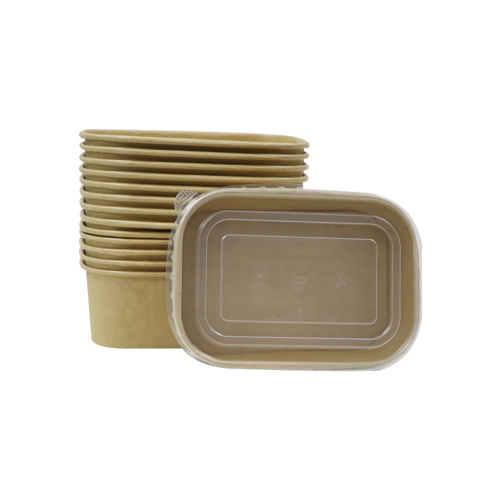 Kraft Paper Container 750ML PP Lid 1X300 Pieces