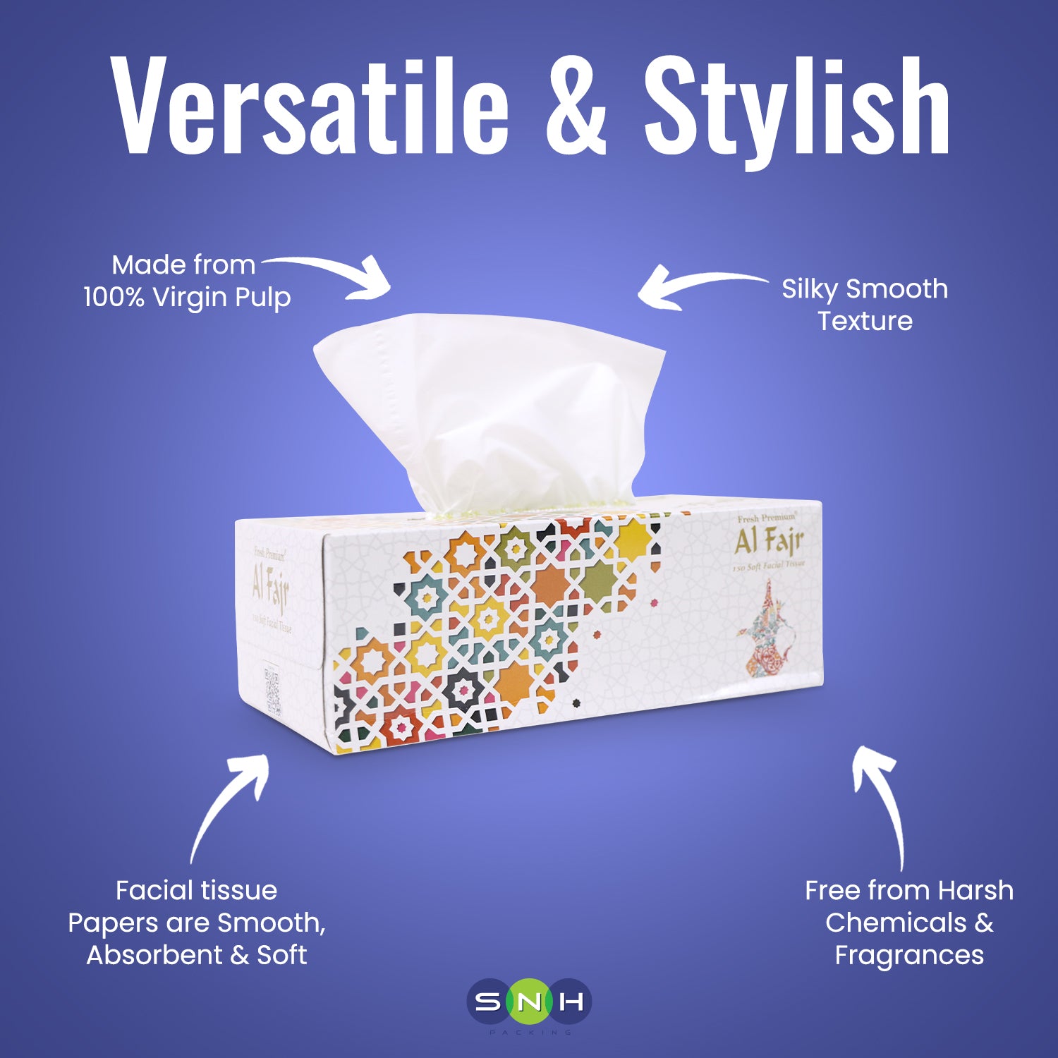 Al Fajr Facial Tissue 150 Sheets 2 Ply Pack 30 Pieces