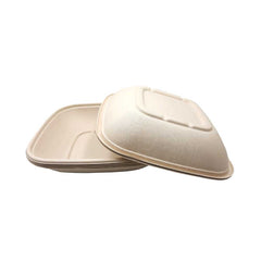 Bagasse Square Container 32 Oz Pet Lid 1X300 Pieces