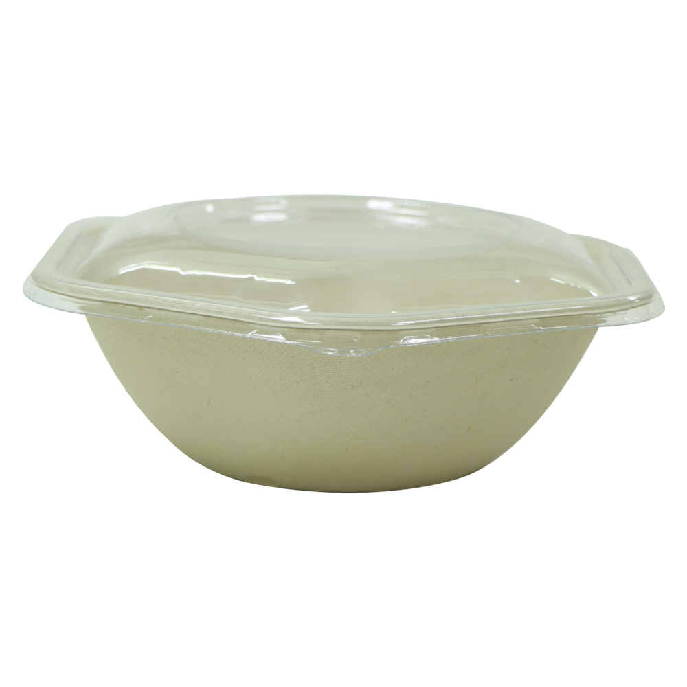 Bagasse Hexagon Shape Bowl 1000ML With Pet Lid 300 Pieces