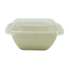 Bagasse Square Shape Bowl 350ML With Lid 600 Pieces