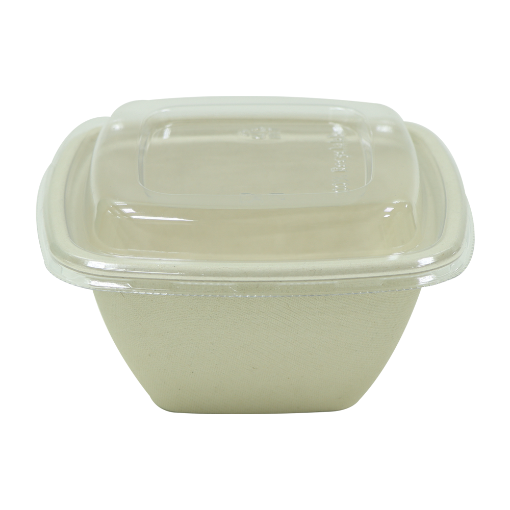 Bagasse Square Shape Bowl 500ML With Lid 600 Pieces