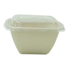 Bagasse Square Shape Bowl 500ML With Lid 600 Pieces