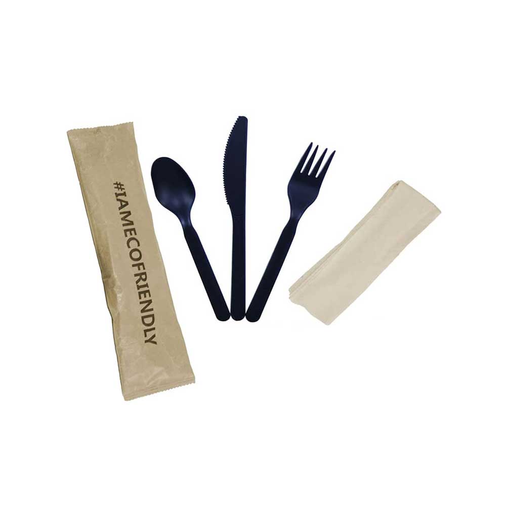 PLA Cutlery Set Fork Spoon Knife With Napkin 1X250 Pieces