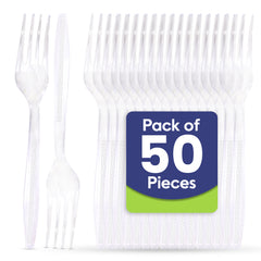 Clear Plastic Fork Heavy Duty Cutlery 50 Pieces