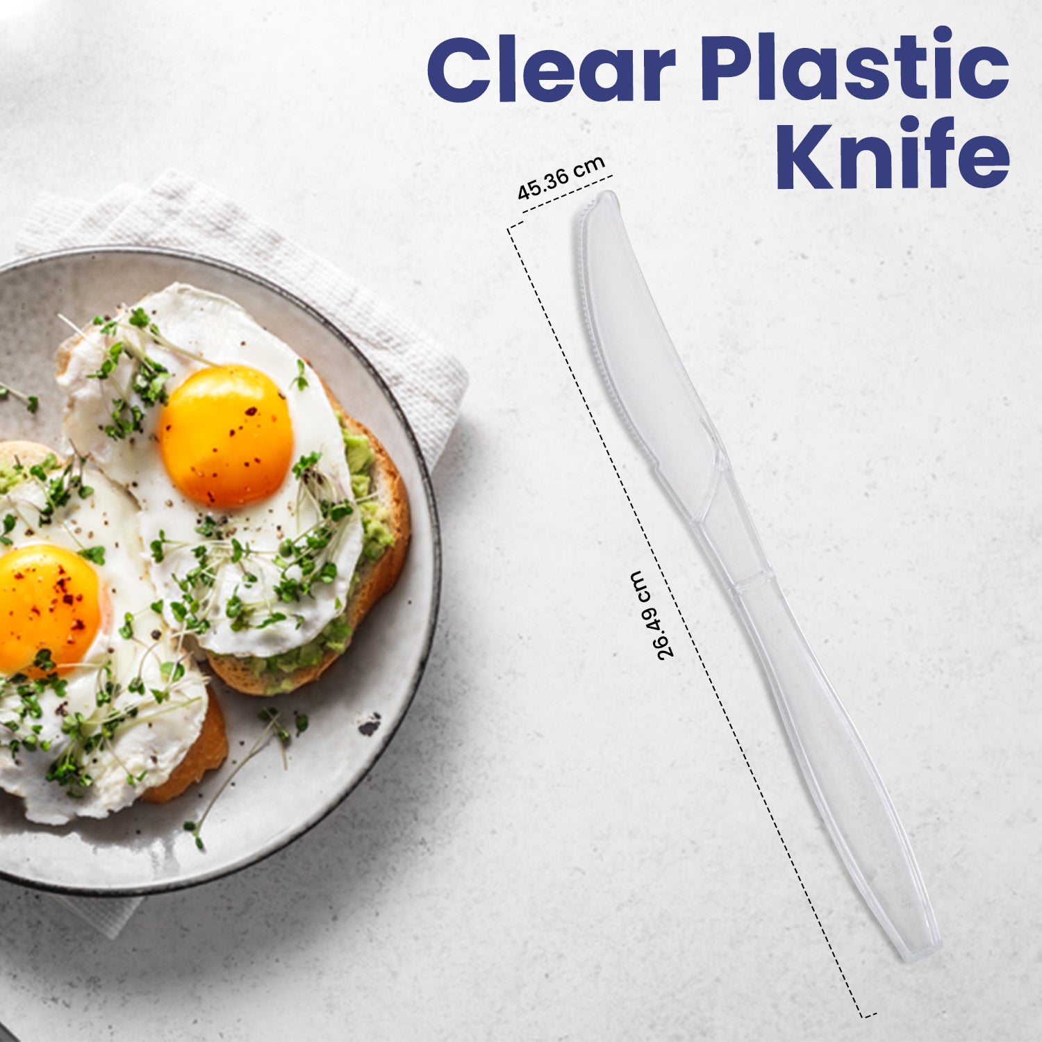 Clear Plastic Knife Heavy Duty Cutlery 50 Pieces