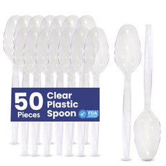 Clear Plastic Spoon Heavy Duty Cutlery 50 Pieces