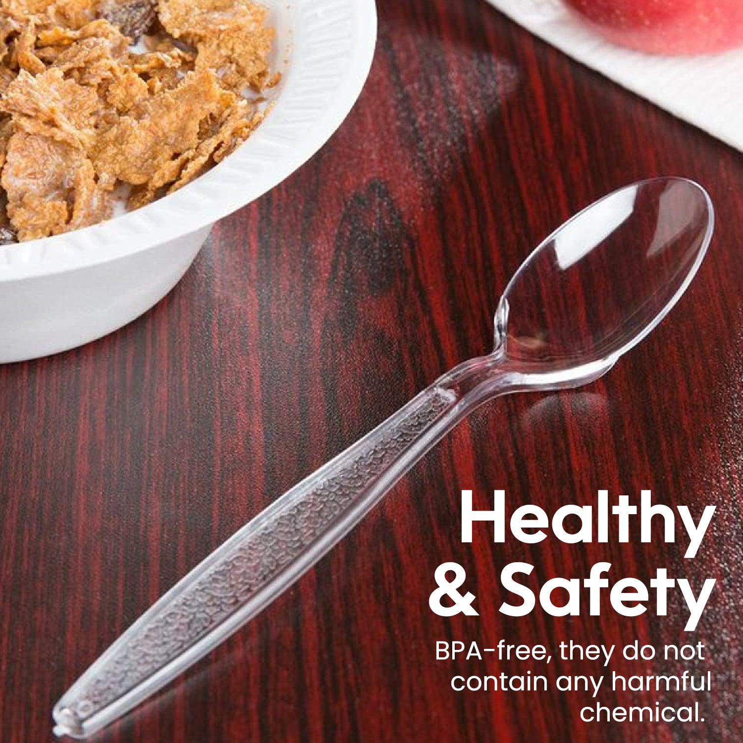 Clear Plastic Spoon Heavy Duty Cutlery 50 Pieces