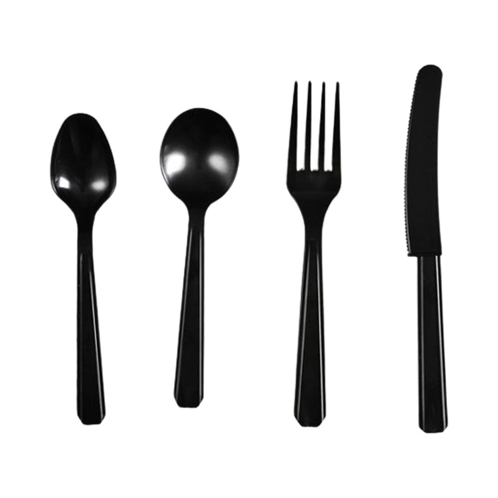 Black Plastic Cutlery Set With Napkin 500 Sets