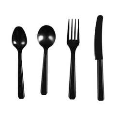 Black Plastic Cutlery Set With Napkin 500 Sets