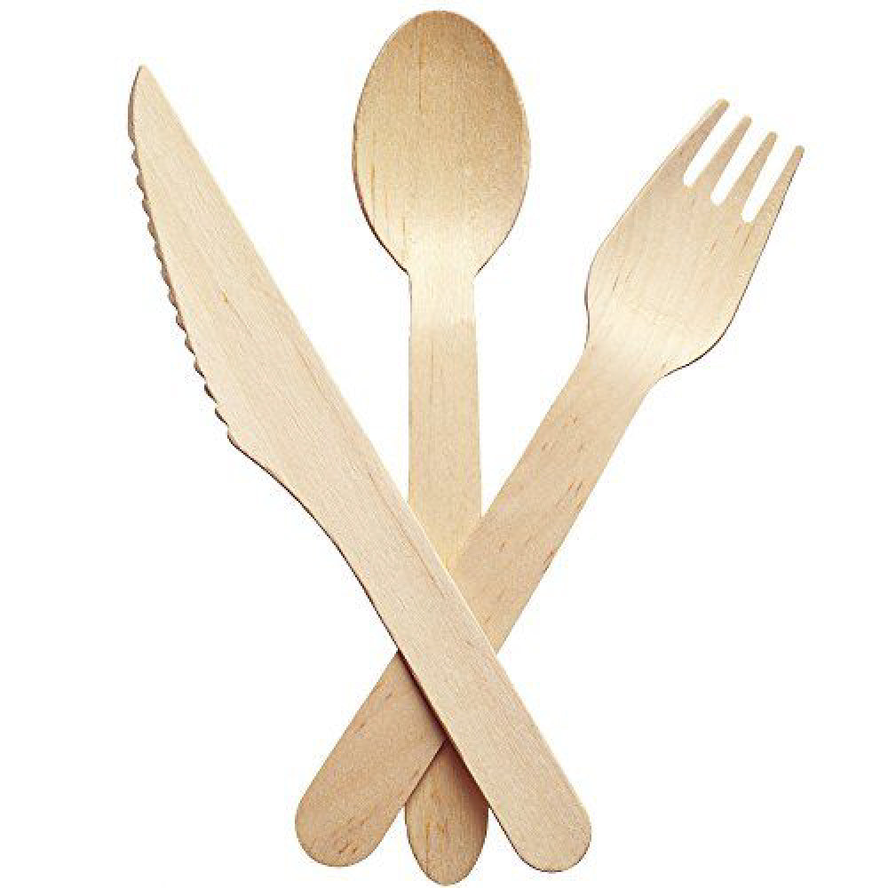 Wooden Cutlery Spoon Fork Knive With Napkin 1X250 Pieces