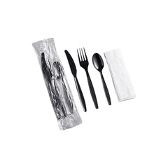 Black Heavy Duty Cutlery Set With Napkin