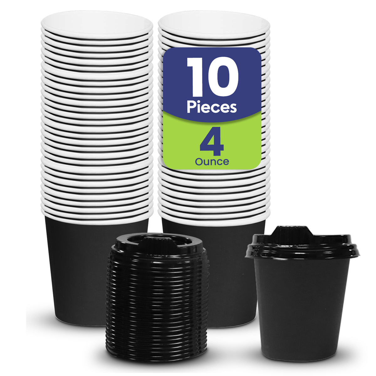 Single Wall Coffee Paper Cup Black 4 Oz With Lid