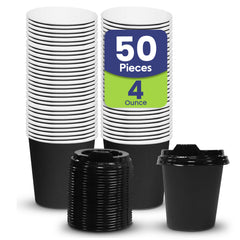 Single Wall Coffee Paper Cup Black 4 Oz With Lid