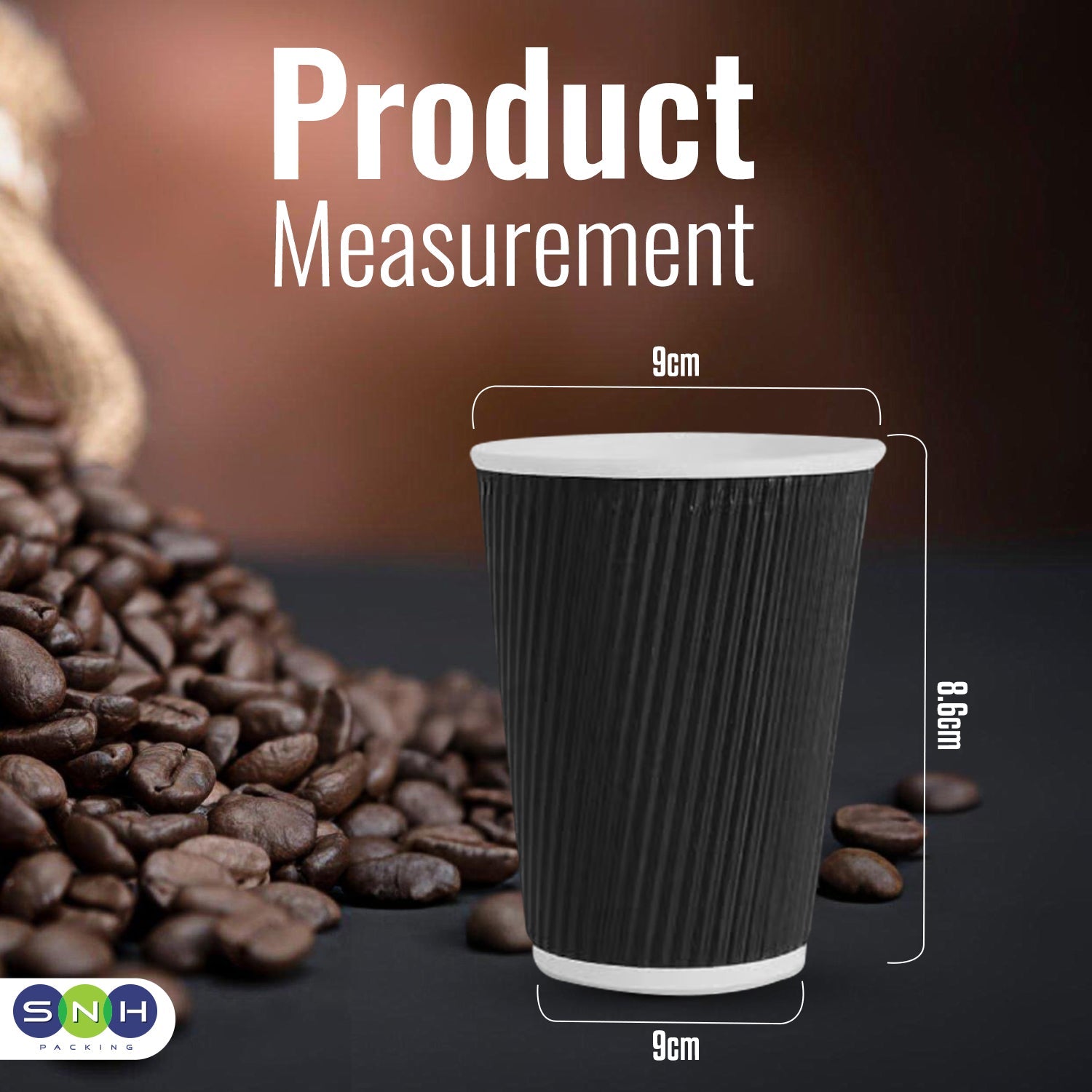 Ripple Coffee Cup 12 Ounce Black 1X500 Pieces