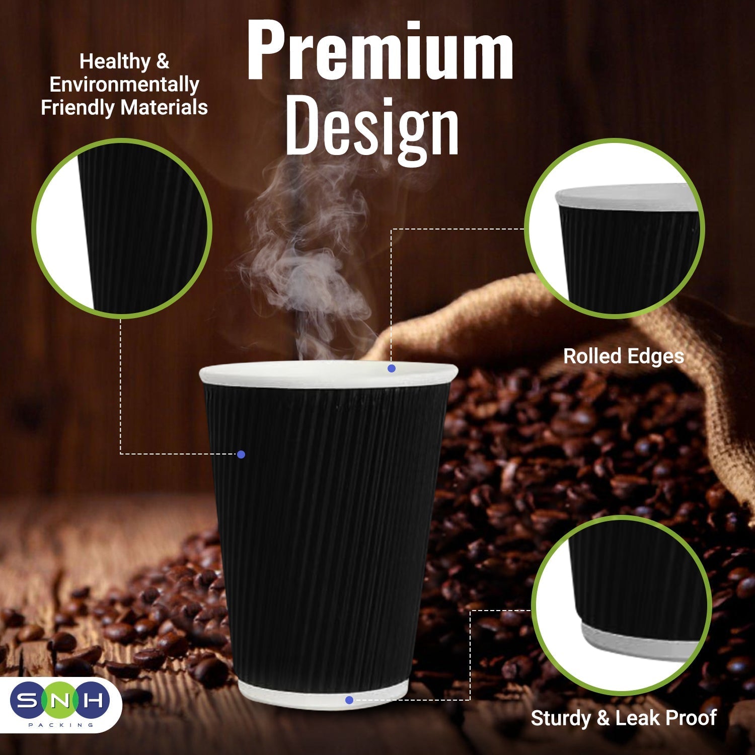 Ripple Coffee Cup 12 Ounce Black 1X500 Pieces