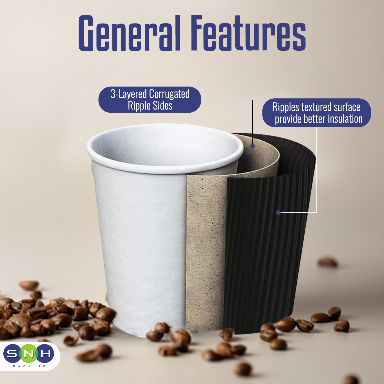 Ripple Coffee Cup 12 Ounce Black 1X500 Pieces
