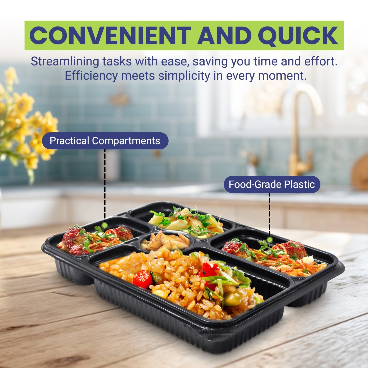Microwave Container 5 Section With Lid