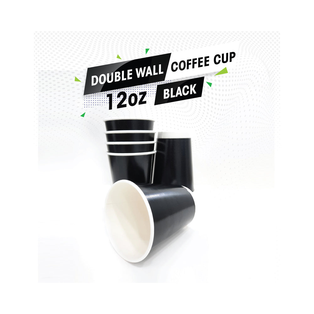 Double Wall Coffee Cup Black Without Lid 25 Pieces