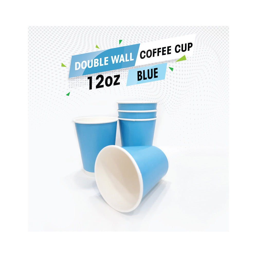 Double Wall Coffee Cup Blue Without Lid 50 Pieces