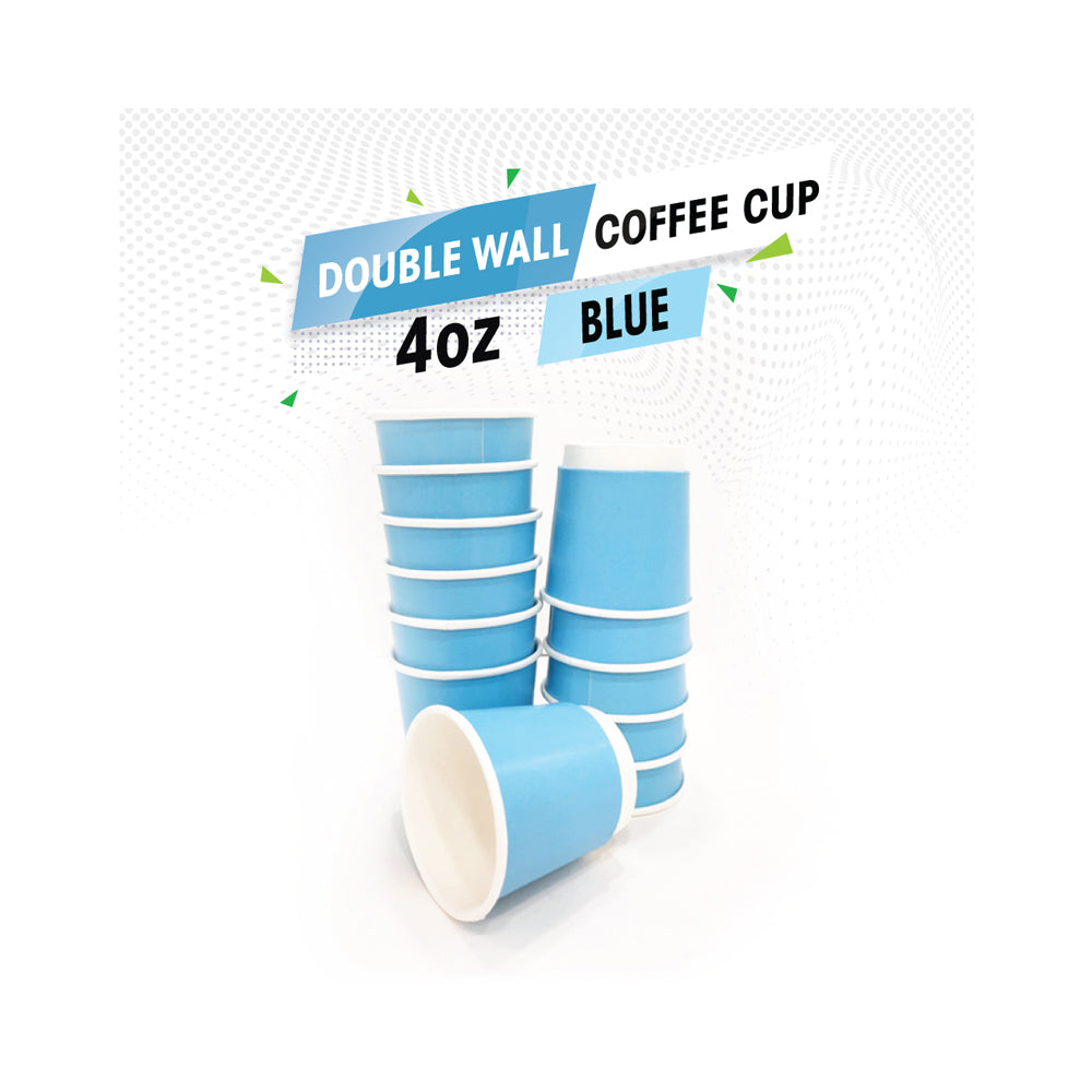 Double Wall Coffee Cup Blue Without Lid 50 Pieces