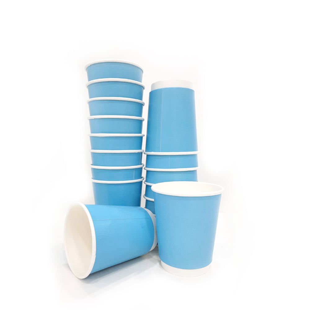 Double Wall Coffee Cup Blue Without Lid 25 Pieces