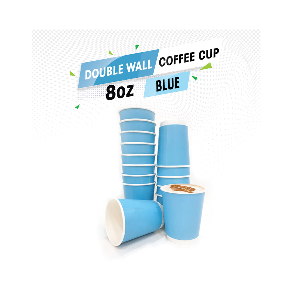 Double Wall Coffee Cup Blue Without Lid 25 Pieces