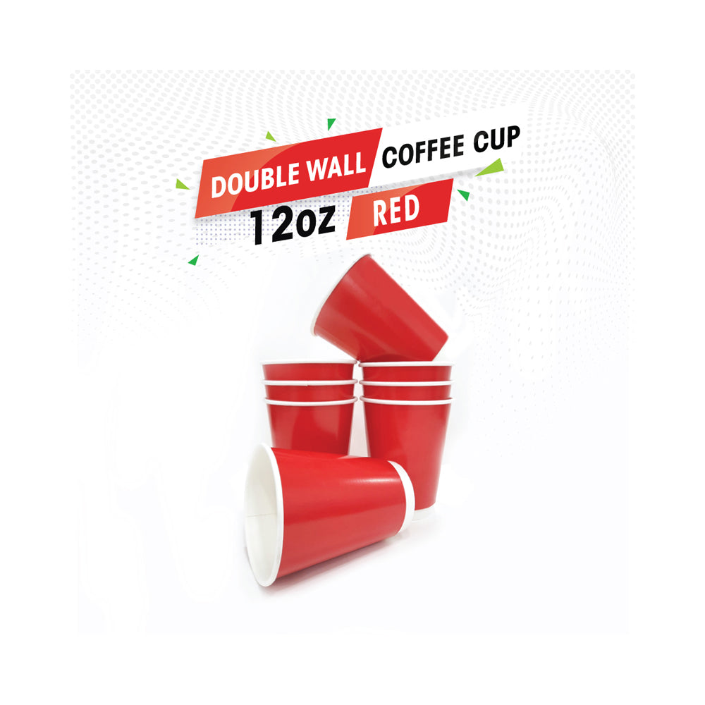 Double Wall Coffee Cup Red Without Lid 25 Pieces