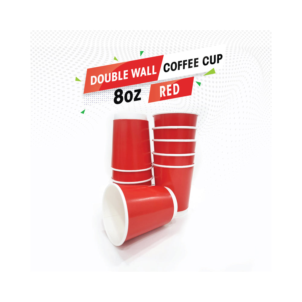 Double Wall Coffee Cup Red Without Lid 25 Pieces