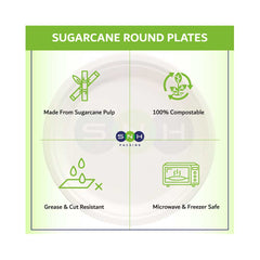 Bagasse Biodegradable Plate White 9 Inch 500 Pieces