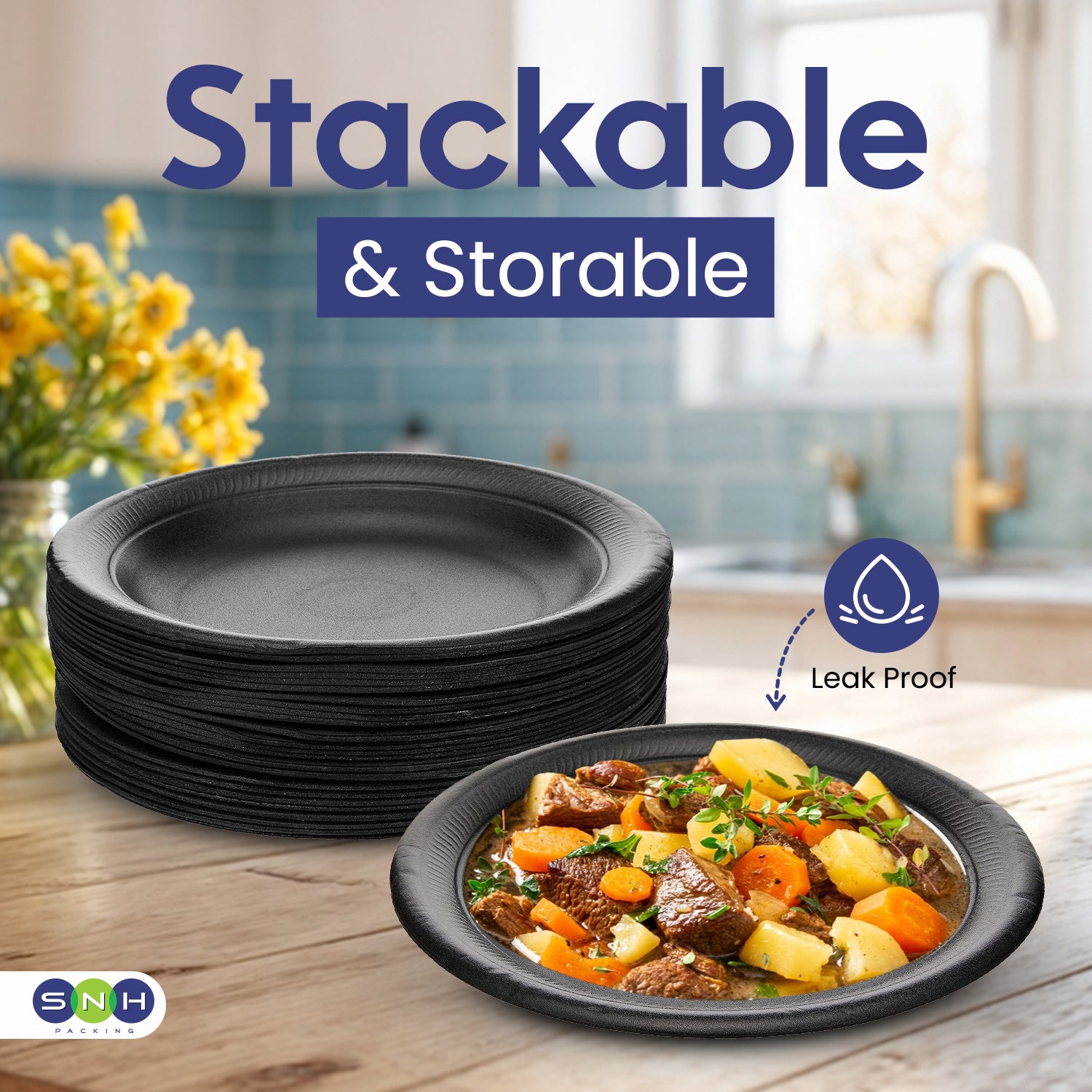 Disposable Black Foam Plates