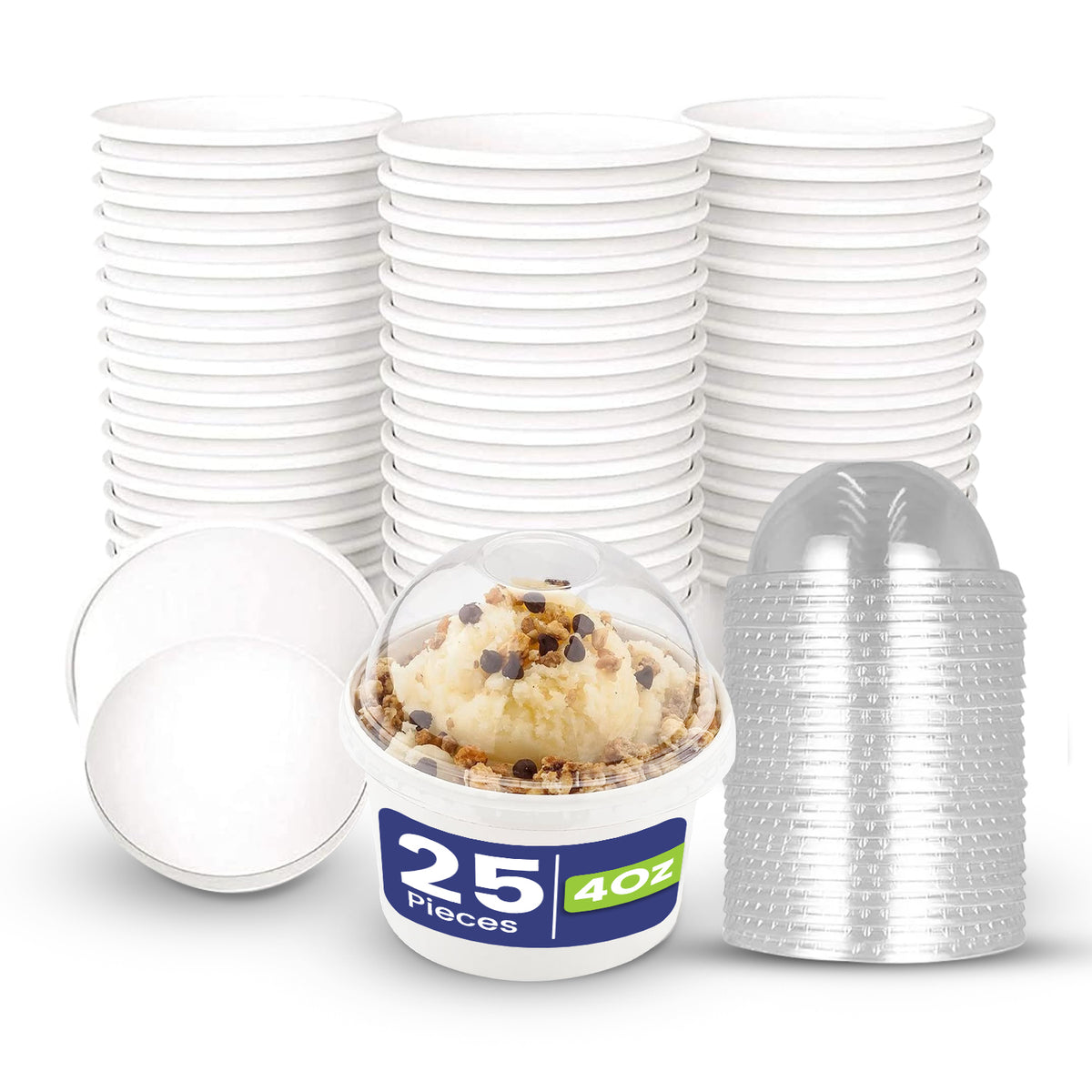 Paper Ice Cream Cup White 4 OZ With Dome Lid