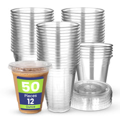 Disposable Clear Plastic Cup 12oz With Flat Lid