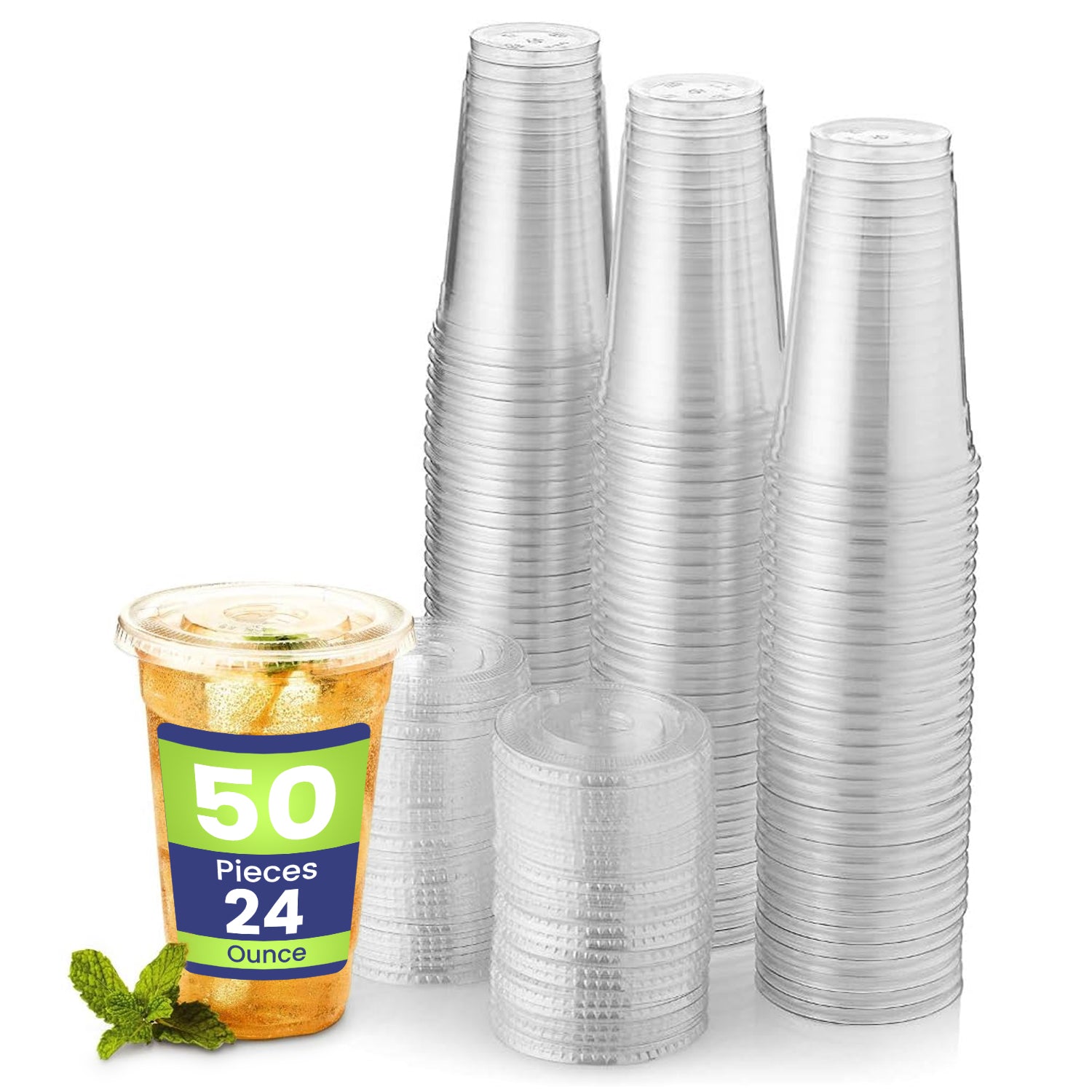 Disposable Plastic Cup Clear 24oz With Flat Lid