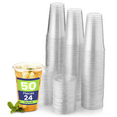 Disposable Plastic Cup Clear 24oz With Flat Lid